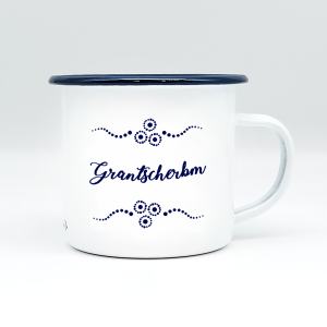 "GRANTSCHERBM" MUNDART HÄFERL<br>Emaille weiß/blau
