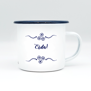 "OIDA!" MUNDART HÄFERL<br>Emaille weiß/blau