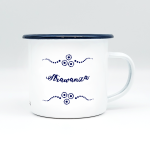 "STRAWANZA" MUNDART HÄFERL<br>Emaille weiß/blau