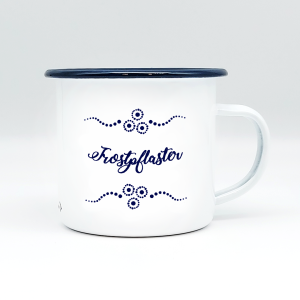 "TROSTPFLASTER" MUNDART HÄFERL<br>Emaille weiß/blau