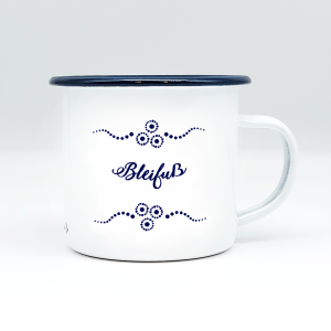 "BLEIFUSS" MUNDART HÄFERL<br>Emaille weiß/blau