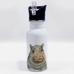 Personalisierbare Edelstahl-Trinkflasche "NILPFERD"