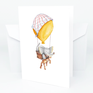 Der Kleine Elefant - Luftballon <br>Grusskarte