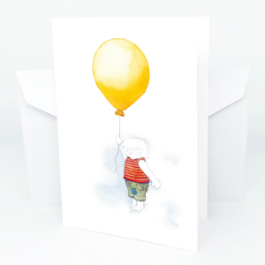 "JUNGE MIT LUFTBALLON" <br>Grusskarte