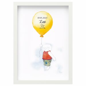 <strong>JUNGE MIT LUFTBALLON</strong> <br>Personalisiertes Geburtsbild für Jungen