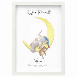 <strong>HIER TRÄUMT...</strong> <br>Personalisiertes Wandbild für kleine Träumer